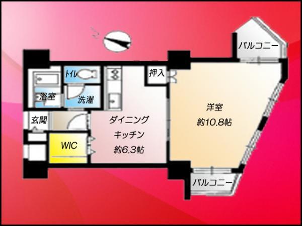 Floor plan. 1DK, Price 17.8 million yen, Occupied area 40.79 sq m , Balcony area 6.72 sq m