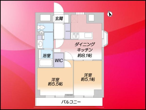 Floor plan. 2LDK, Price 24,900,000 yen, Occupied area 42.89 sq m , It is a good 2LDK balcony area 5.4 sq m usability