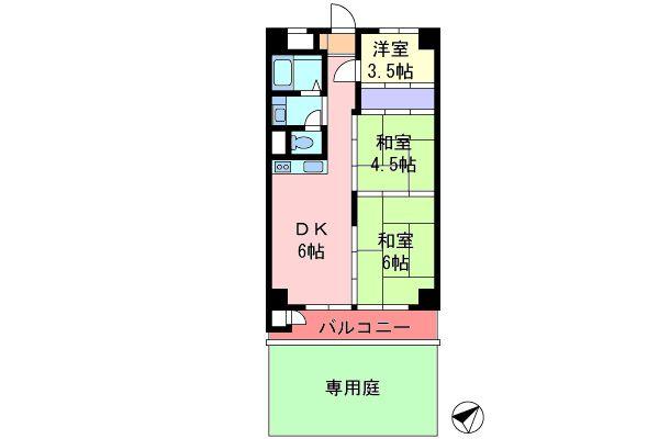 Floor plan. 3DK, Price 19,400,000 yen, Footprint 48.6 sq m , Balcony area 7.56 sq m