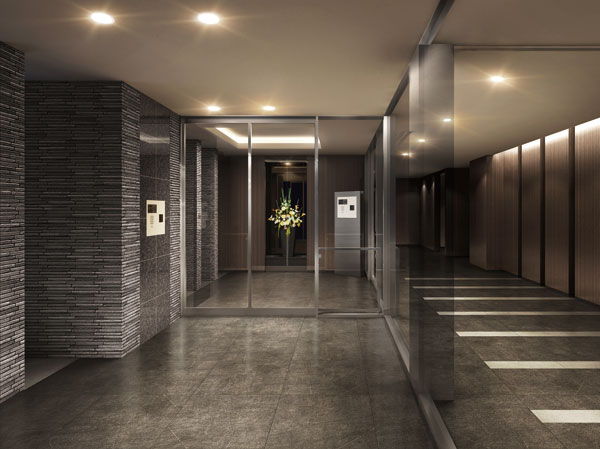 Features of the building.  [Entrance hall] Open feeling with lots of glass, Materials and space beauty and attention to detail is proud of the height of the case as a Yingbin space. (Rendering)