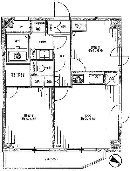 Floor plan. 2LDK, Price 29,800,000 yen, Occupied area 47.36 sq m , Balcony area 5.17 sq m