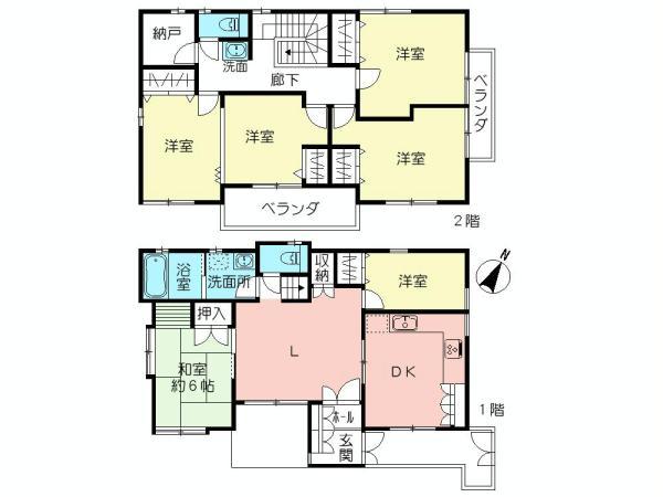 Floor plan. 120 million yen, 6LDK + S (storeroom), Land area 135.69 sq m , Building area 137.78 sq m