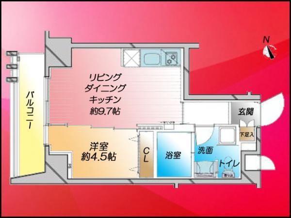 Floor plan. 1LDK, Price 30,800,000 yen, Occupied area 35.22 sq m , Balcony area 5.82 sq m