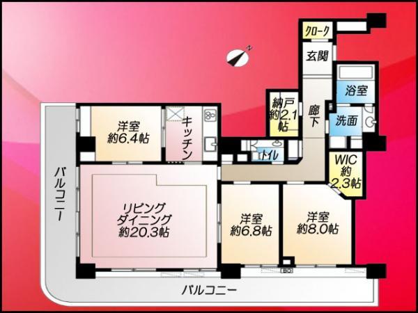 Floor plan. 3LDK, Price 86 million yen, Footprint 110.09 sq m walk-in closet with a 3LDK