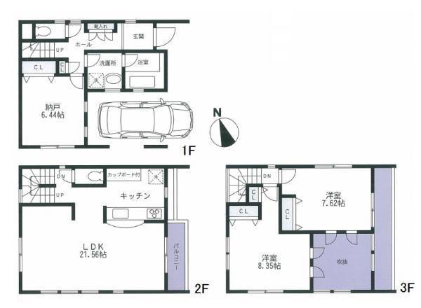 Floor plan. 63,800,000 yen, 2LDK+S, Land area 65.23 sq m , Building area 111.05 sq m