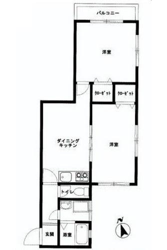 Floor plan. 2DK, Price 19,800,000 yen, Occupied area 49.05 sq m , Balcony area 4 sq m