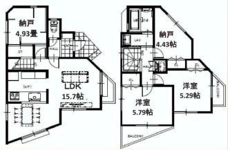 Floor plan. 51,800,000 yen, 2LDK+2S, Land area 85.08 sq m , Building area 79.57 sq m