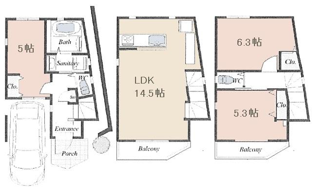 Floor plan. 46,800,000 yen, 3LDK, Land area 52.54 sq m , Building area 82.84 sq m floor plan