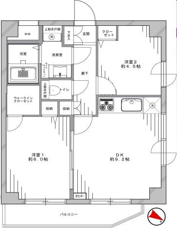 Floor plan. 2DK, Price 29,800,000 yen, Occupied area 47.36 sq m