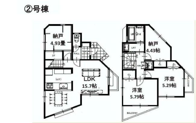 Floor plan. ((2) Building), Price 51,800,000 yen, 2LDK+2S, Land area 85.08 sq m , Building area 79.57 sq m