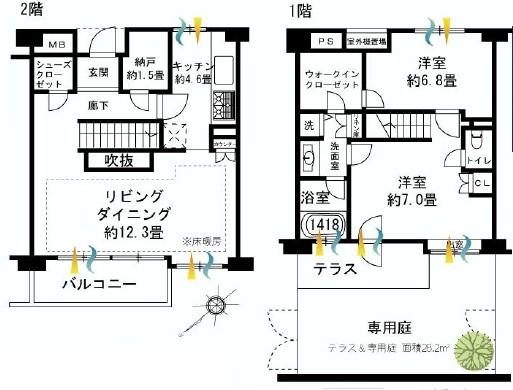 Floor plan. 2LDK + S (storeroom), Price 69,900,000 yen, Occupied area 81.92 sq m , Balcony area 6.09 sq m