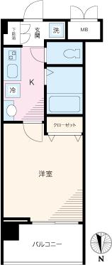 Floor plan. 1K, Price 18.5 million yen, Occupied area 21.53 sq m