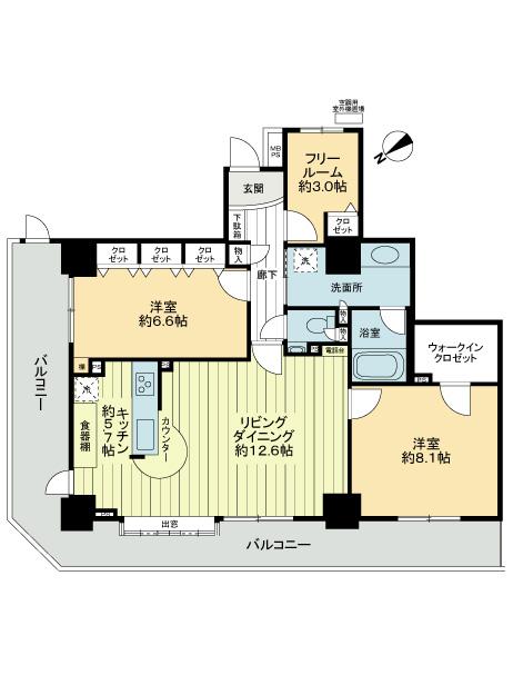 Floor plan. 2LDK + S (storeroom), Price 68,500,000 yen, Occupied area 81.95 sq m , Balcony area 25.86 sq m floor plan