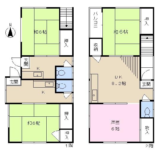 Floor plan. 29,800,000 yen, 4LDK, Land area 54.45 sq m , Building area 77.62 sq m