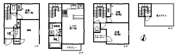 Floor plan. 52,800,000 yen, 3LDK, Land area 49.8 sq m , Building area 89.37 sq m