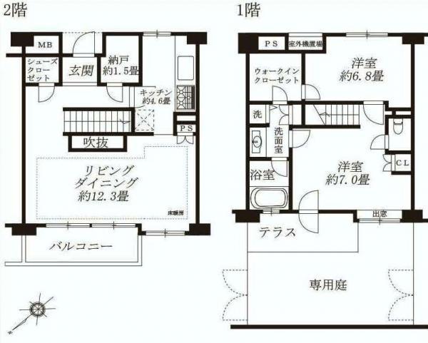 Floor plan. 2LDK+S, Price 69,900,000 yen, Occupied area 81.92 sq m , Balcony area 6.09 sq m
