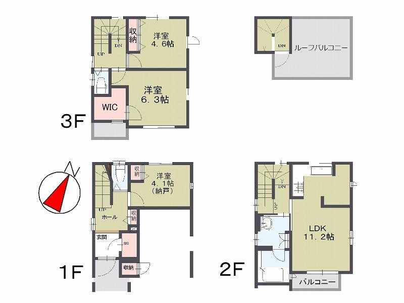 Floor plan. (A Building), Price 52,800,000 yen, 2LDK+S, Land area 49.8 sq m , Building area 89.37 sq m