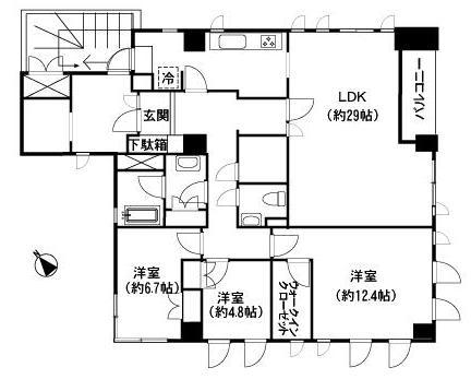 Floor plan. 3LDK, Price 64,800,000 yen, Footprint 123.35 sq m , Balcony area 4.47 sq m