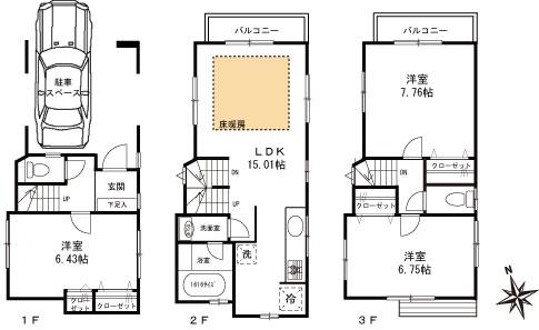 Floor plan. (A), Price 44,800,000 yen, 3LDK, Land area 54.32 sq m , Building area 91.35 sq m
