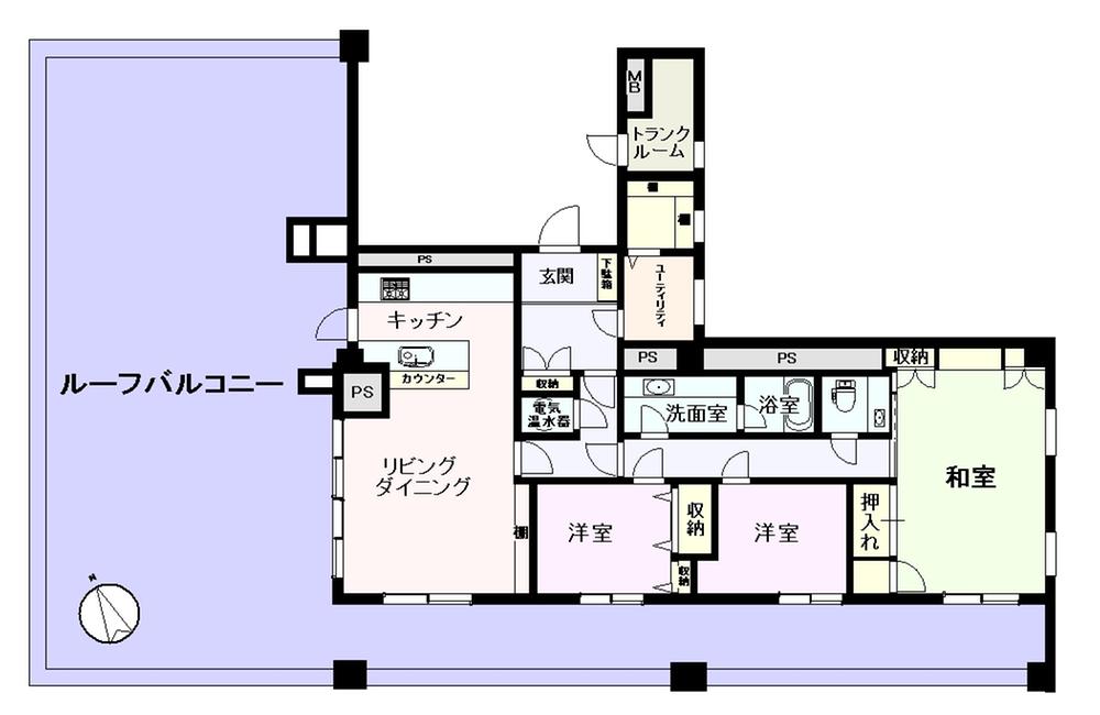 Floor plan. 3LDK + S (storeroom), Price 62 million yen, Footprint 112.37 sq m , Balcony area 117.42 sq m