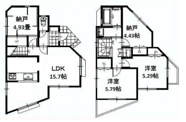 Floor plan. 51,800,000 yen, 2LDK+2S, Land area 85.08 sq m , Building area 79.57 sq m