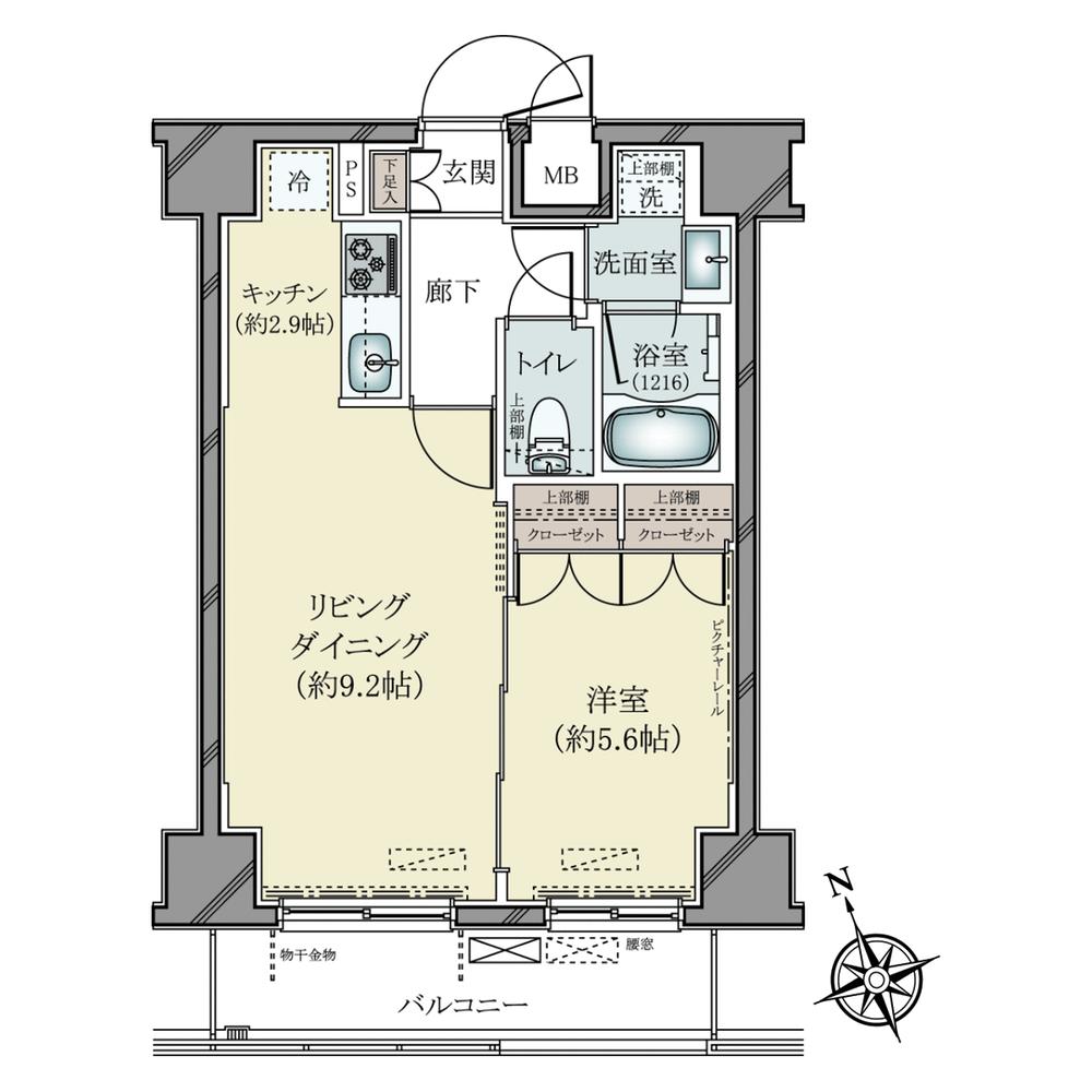 Floor plan. 1LDK, Price 36,800,000 yen, Occupied area 43.32 sq m , Balcony area 6.62 sq m 43.32m2 1LDK