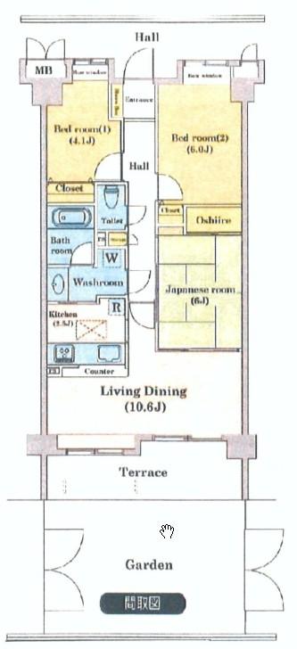 Floor plan. 3LDK, Price 32,800,000 yen, Occupied area 65.32 sq m