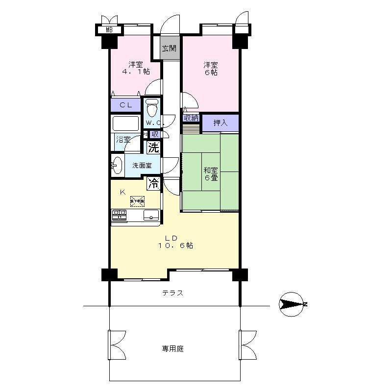 Floor plan. 3LDK, Price 32,800,000 yen, Occupied area 65.32 sq m