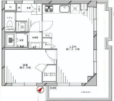 Floor plan. 1LDK, Price 23.8 million yen, Footprint 39 sq m , Balcony area 11.43 sq m