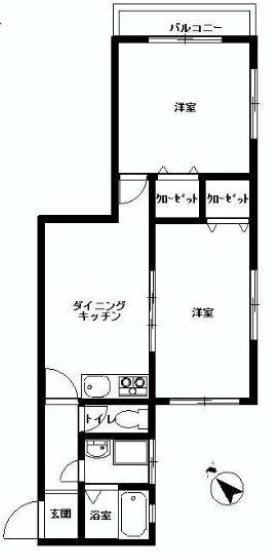 Floor plan. 2DK, Price 17.8 million yen, Occupied area 49.05 sq m , Balcony area 4 sq m