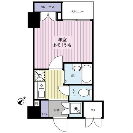 Floor plan. 1K, Price 14.7 million yen, Occupied area 20.98 sq m , Balcony area 1.8 sq m