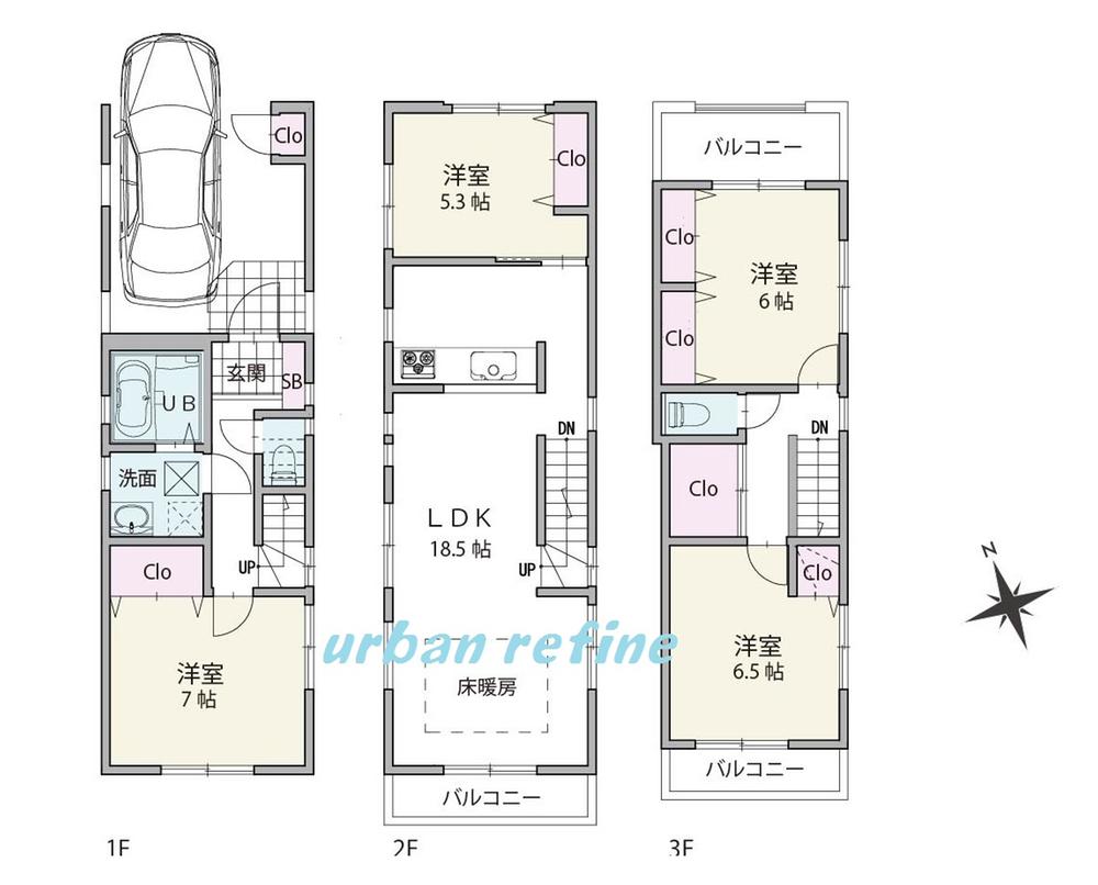 Floor plan. (B Building), Price 52,800,000 yen, 4LDK, Land area 80.6 sq m , Building area 99.63 sq m
