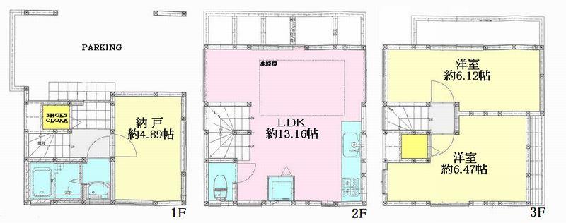 Floor plan. 39,800,000 yen, 2LDK + S (storeroom), Land area 42.11 sq m , Building area 65.4 sq m floor plan