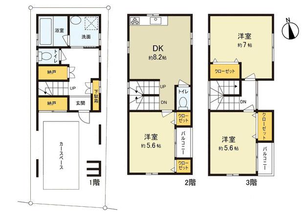 Floor plan. 49,980,000 yen, 3LDK, Land area 54.01 sq m , Building area 79.38 sq m floor plan