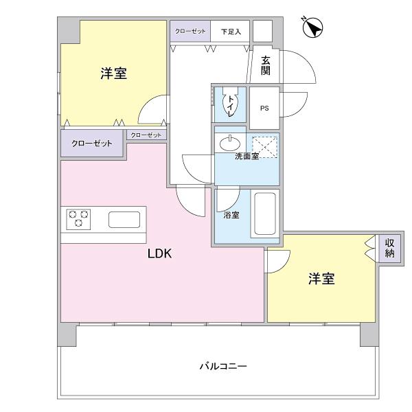 Floor plan. 2LDK, Price 28.5 million yen, Occupied area 53.23 sq m , Balcony area 11.69 sq m
