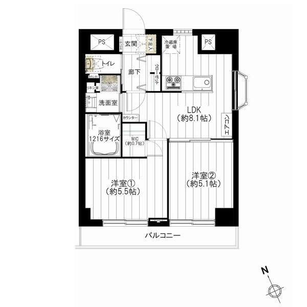 Floor plan. 2LDK, Price 24,900,000 yen, Occupied area 42.89 sq m , Balcony area 5.4 sq m furniture ・ Air-conditioned R1 compliance with standards Renovation