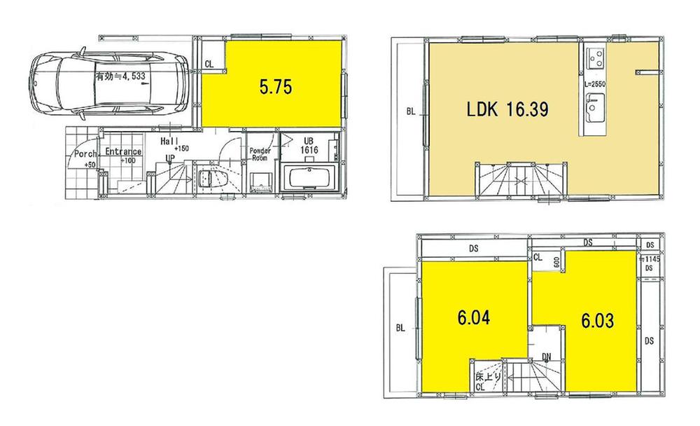 Other building plan example. Building plan example (B No. land) Building price 1,360 yen, Building area 80,88 sq m