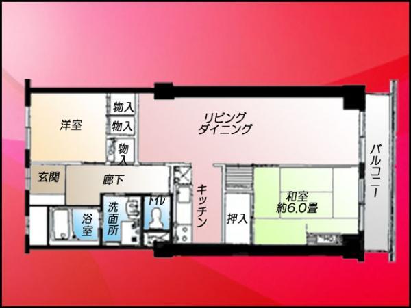 Floor plan. 2LDK, Price 39,800,000 yen, Footprint 57.4 sq m , 2LDK of balcony area 5 sq m front renovation plan