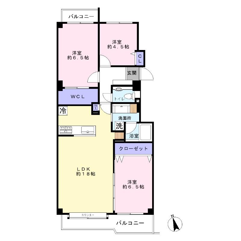 Floor plan. 3LDK, Price 46,800,000 yen, Occupied area 87.18 sq m , Balcony area 11 sq m