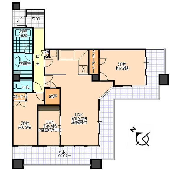 Floor plan. 2LDK + S (storeroom), Price 94,800,000 yen, Occupied area 86.43 sq m , Balcony area 29.04 sq m