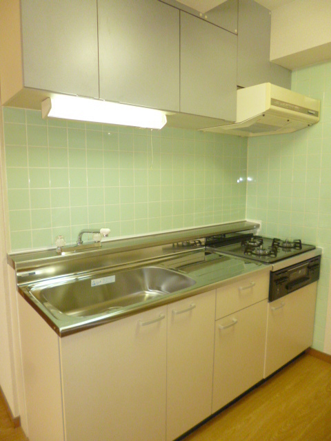 Kitchen. With gas three-necked grill