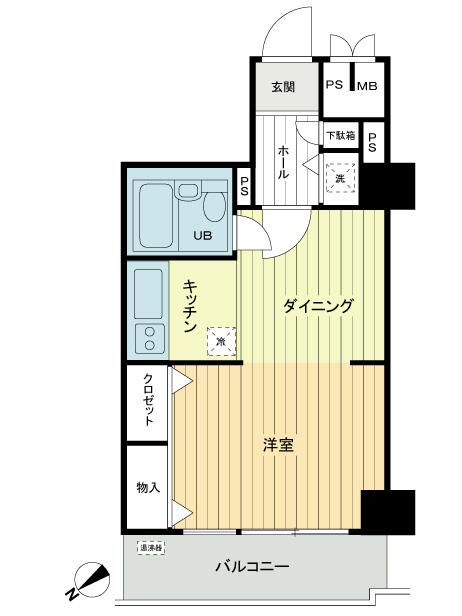 Floor plan. 1DK, Price 16 million yen, Footprint 27.1 sq m , Balcony area 4.43 sq m floor plan