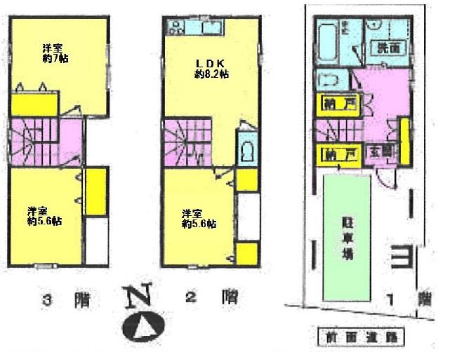 Floor plan. 47,800,000 yen, 3DK, Land area 54.01 sq m , Building area 79.38 sq m Floor