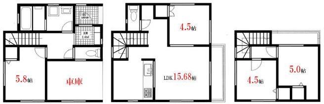 Floor plan. 45,800,000 yen, 3LDK + S (storeroom), Land area 65.22 sq m , Building area 95.17 sq m