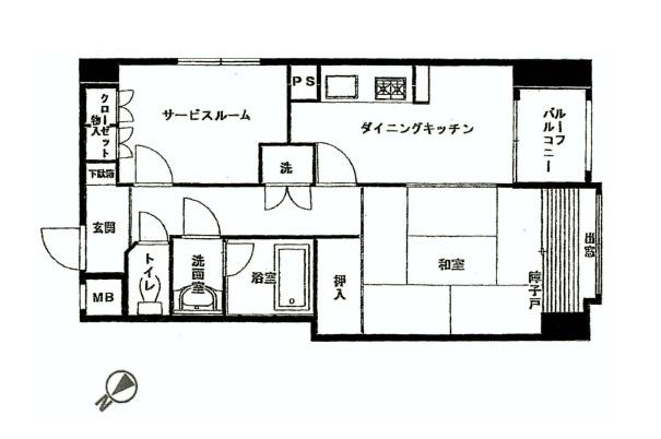 Floor plan. 1DK+S, Price 15.5 million yen, Occupied area 46.06 sq m , Balcony area 3.05 sq m