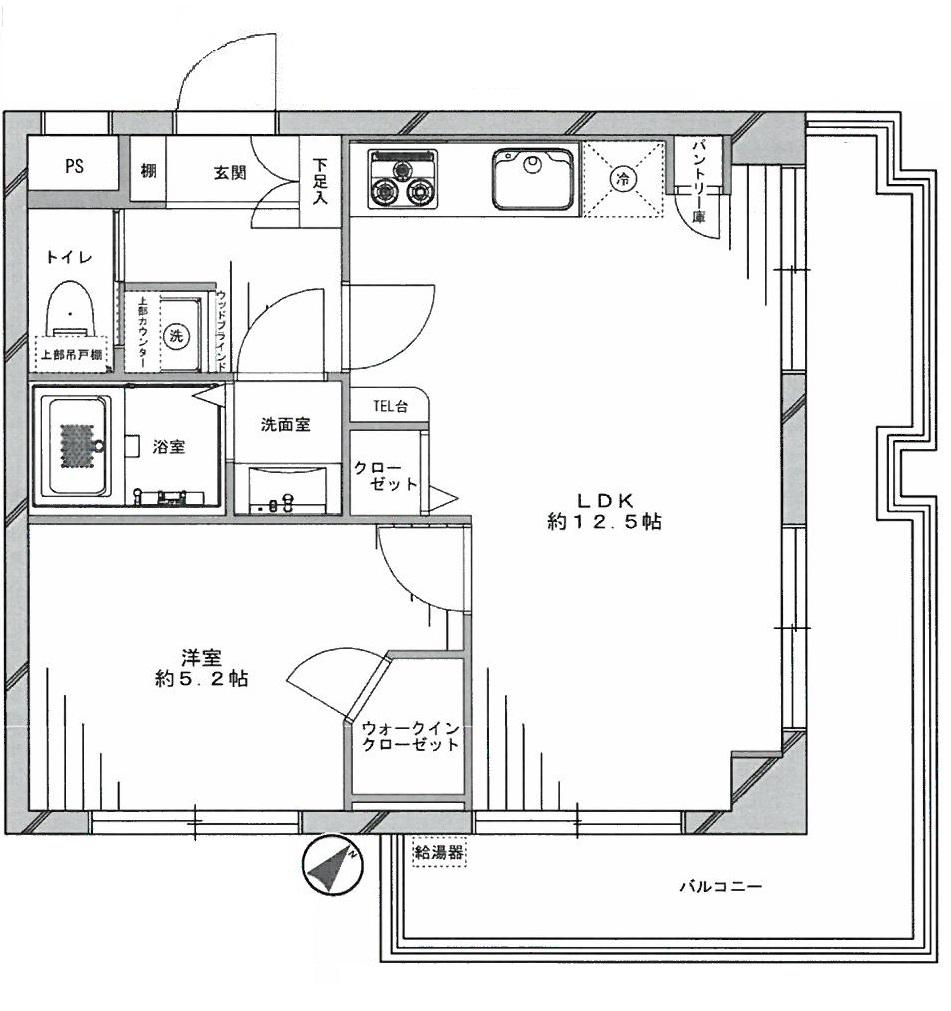 Floor plan. 1LDK, Price 23.8 million yen, Footprint 39 sq m , Balcony area 11.43 sq m