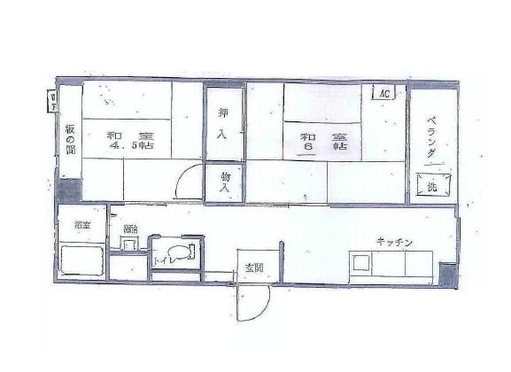 Floor plan. 2K, Price 13 million yen, Occupied area 38.62 sq m , Balcony area 3 sq m