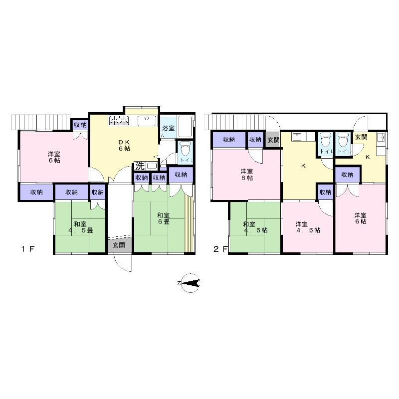 Floor plan. 55 million yen, 7DKK, Land area 94.24 sq m , Building area 110.9 sq m