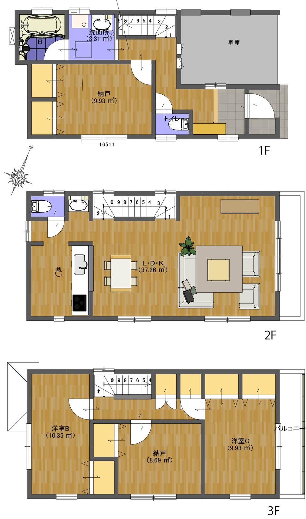 Floor plan. 58,800,000 yen, 4LDK, Land area 80.95 sq m , Building area 125.44 sq m