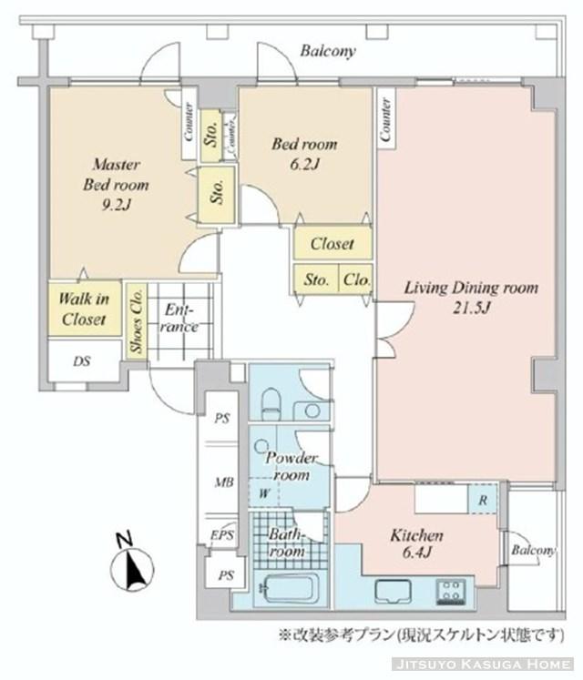 Floor plan. 2LDK, Price 51,800,000 yen, Footprint 107.23 sq m , Balcony area 18.87 sq m